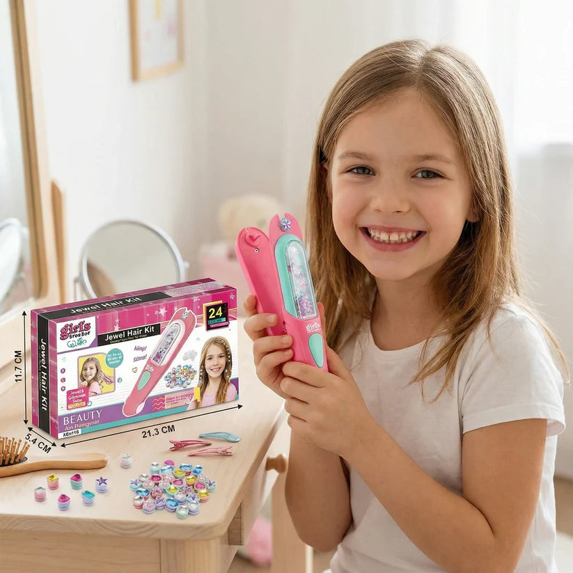 Haar-glitter steen stempelset voor kinderen – stylingkit met herbruikbare strasssteentjes