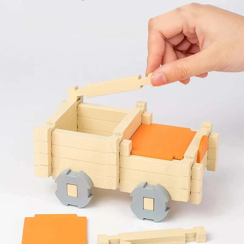 Montessori houten blokken set – natuurlijk bouwen en spelen