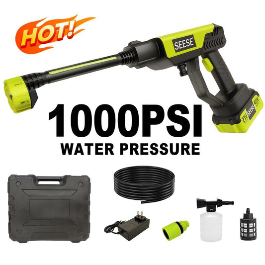 Draadloze Hogedrukreiniger 1000PSI – 21V Accu, 6-in-1 Nozzle & Opbergkoffer