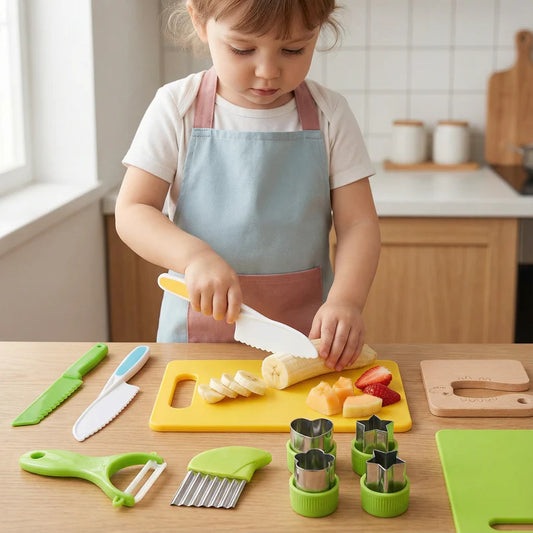 Kinder snijmes set │ Veilige en leuke keukentools om fruit en groenten te leren snijden