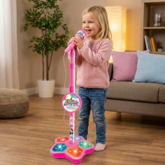 Karaokeset voor kinderen met microfoon & standaard – muzikaal leerspel