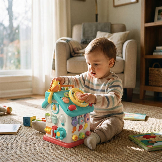 Interactieve Activiteitenkubus voor Peuters – Sensorisch leerspeelgoed voor motoriek, ontdekken en rustig spelen