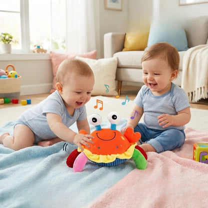 Interactieve muzikale krab met spraakfunctie – bewegend educatief speelgoed voor baby’s