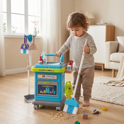 Interactieve Schoonmaaktrolley voor Kinderen – Educatief rollenspel speelgoed voor zelfstandigheid, vaardigheden en minder schermtijd