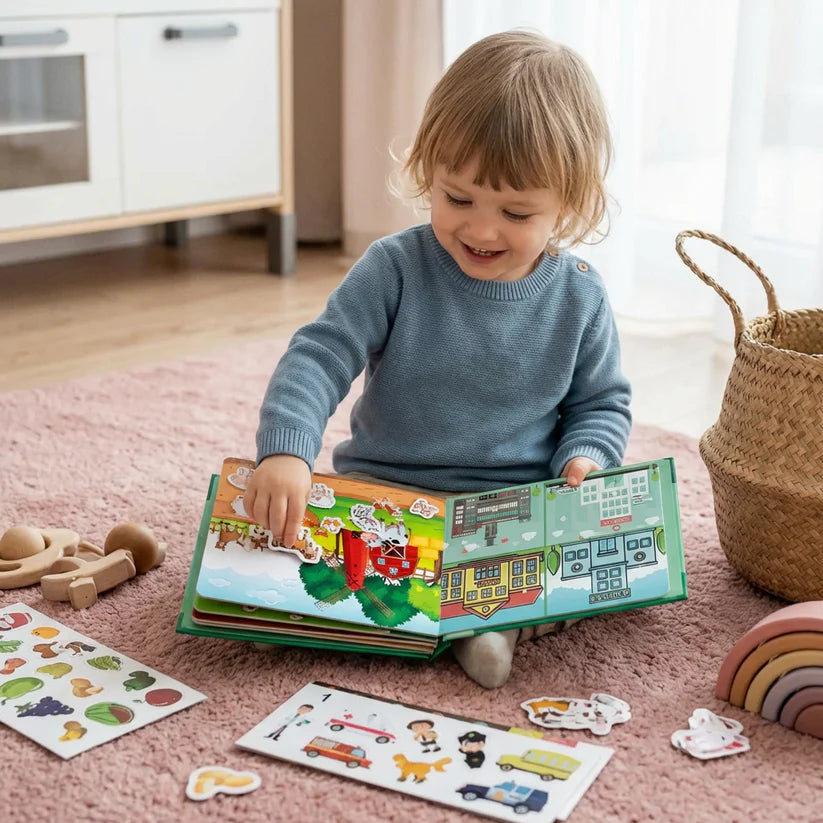 Montessori stickerboek voor kinderen – herbruikbaar educatief en interactief activiteitenboek