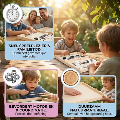 Houten slingerschaken bordspel