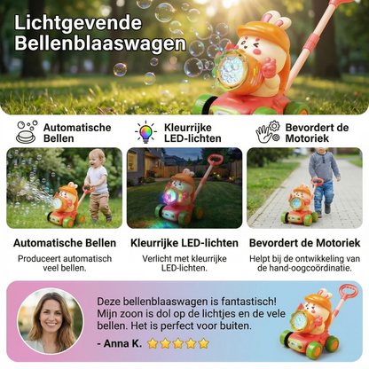 Lichtgevende zeepbellenauto – Duwspeelgoed voor kinderen