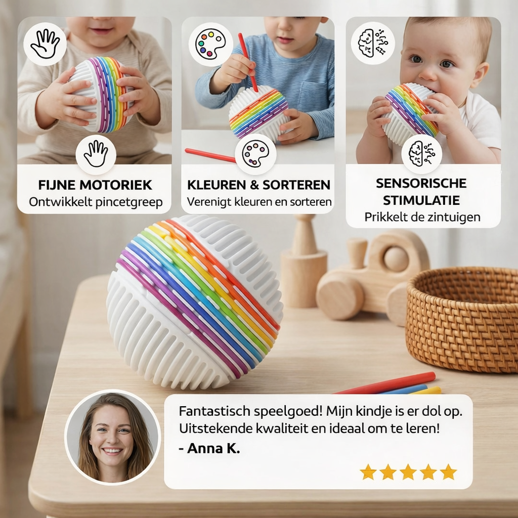 Montessori Sensorische Bal – Siliconen Speelgoed voor Kleurenleren en Motorische Ontwikkeling