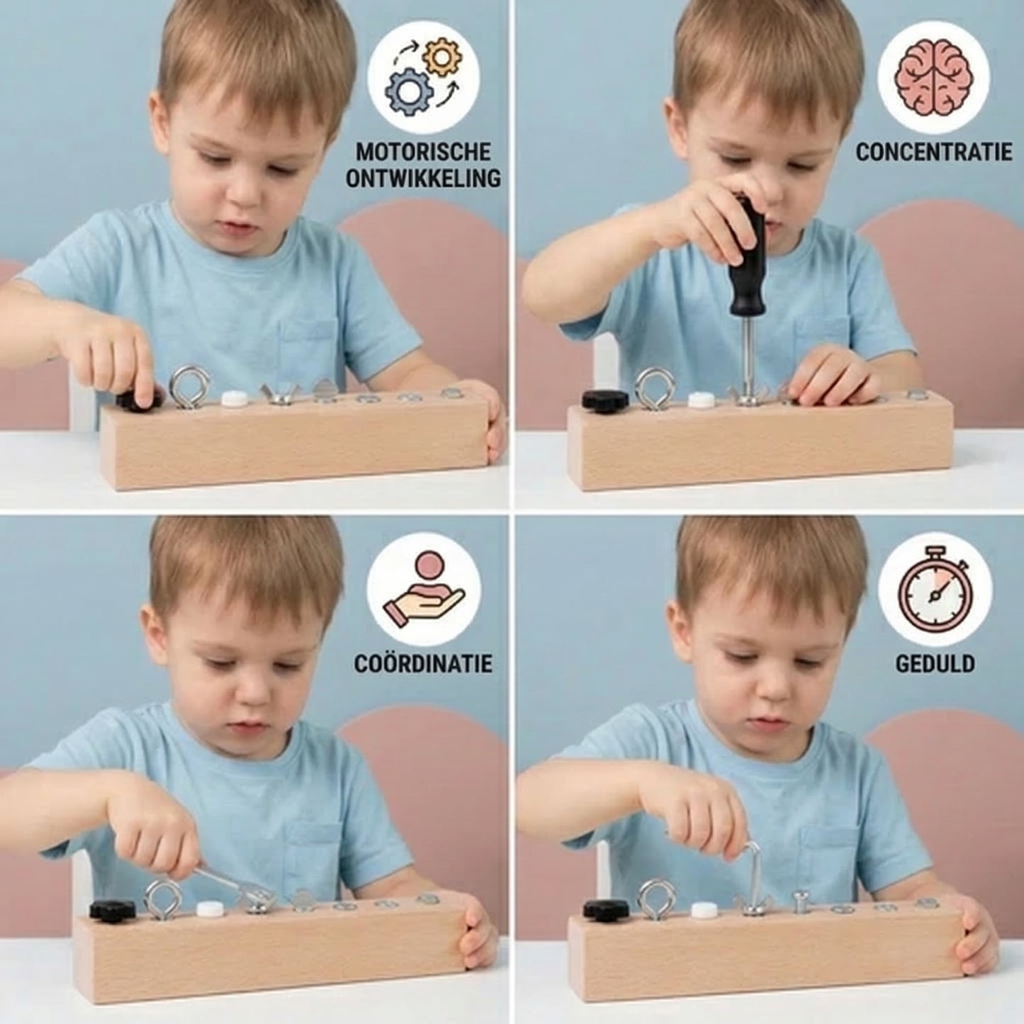 Montessori Houten Schroefspeelgoed – Training voor Fijne Motoriek en Concentratie bij Kinderen