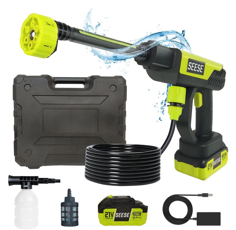 Draadloze Hogedrukreiniger 1000PSI – 21V Accu, 6-in-1 Nozzle & Opbergkoffer