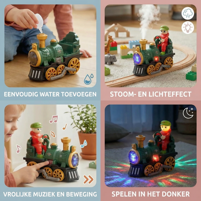 Schattige speelgoed stoomlocomotief met licht, muziek en stoom-effect