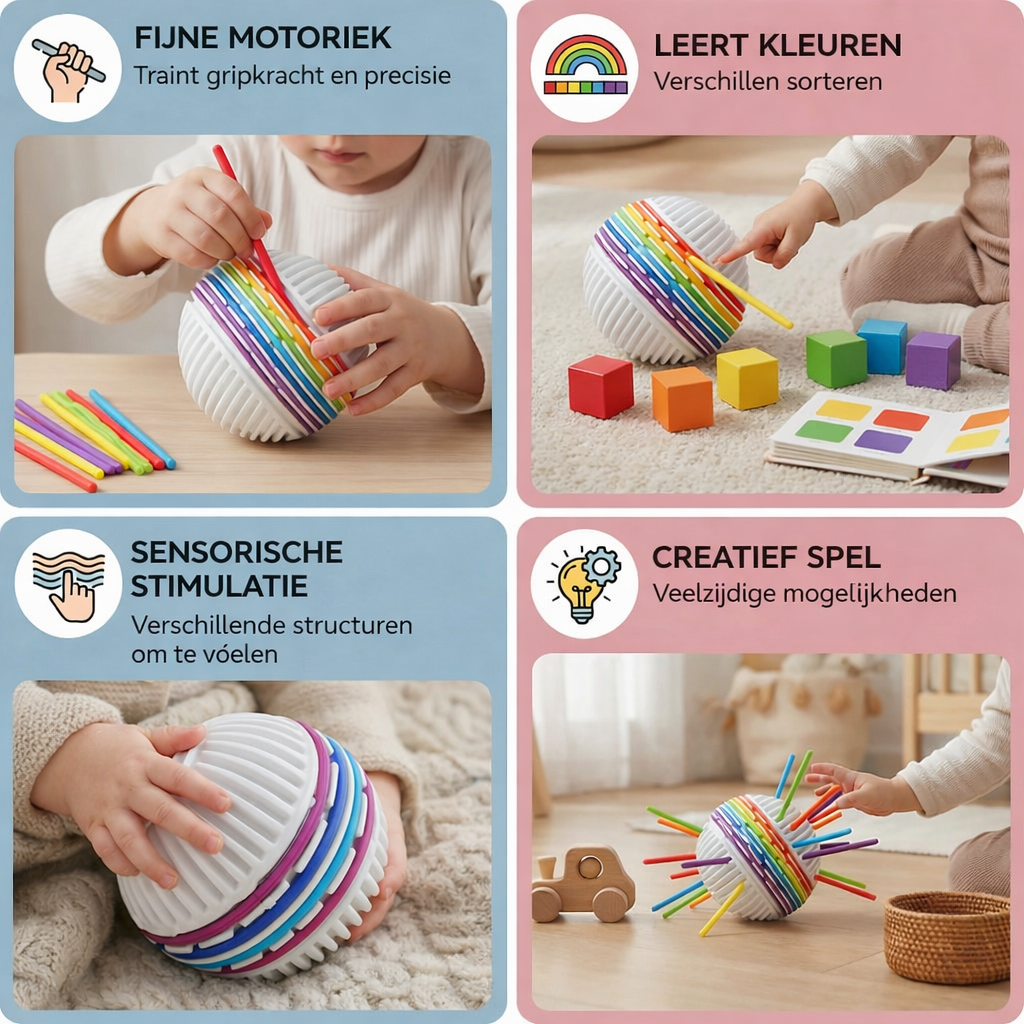 Montessori Sensorische Bal – Siliconen Speelgoed voor Kleurenleren en Motorische Ontwikkeling