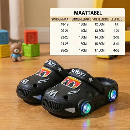 Lichtgevende auto kinderslippers – badslippers met antislipzool