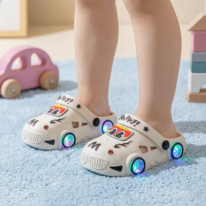 Lichtgevende auto kinderslippers – badslippers met antislipzool