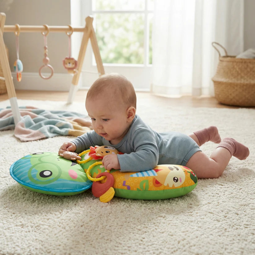 Buikligkussen voor baby’s met speelboog – ondersteunt zintuiglijke en vroege ontwikkeling