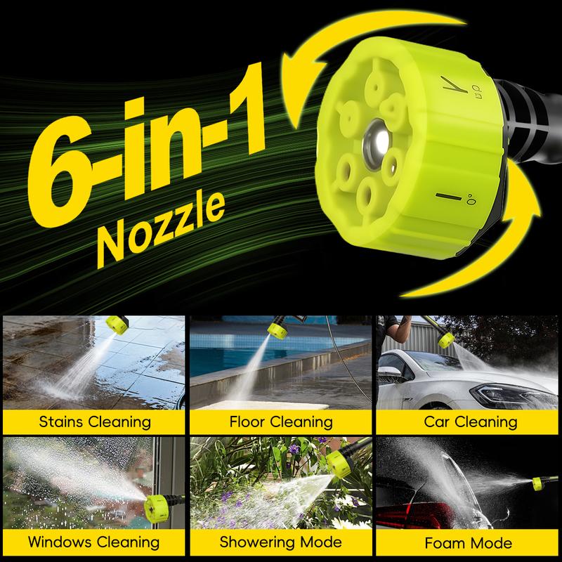 Draadloze Hogedrukreiniger 1000PSI – 21V Accu, 6-in-1 Nozzle & Opbergkoffer