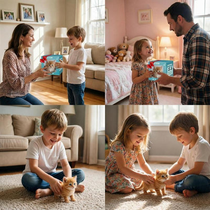Interactieve Robotkitten – Realistisch Pluche Speelgoed dat Loopt, Met de Staart Kwispelt en Geluiden Maakt