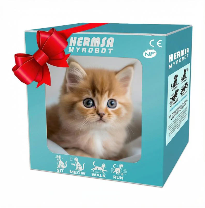 Interactieve Robotkitten – Realistisch Pluche Speelgoed dat Loopt, Met de Staart Kwispelt en Geluiden Maakt