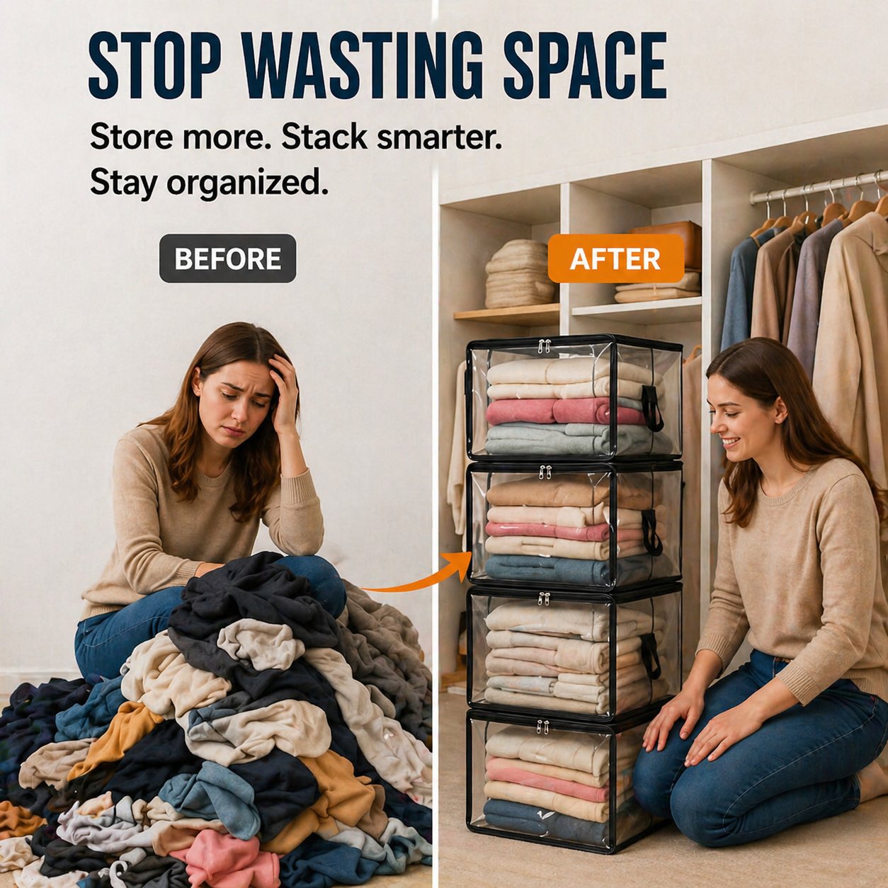 🔥 Tijdelijke aanbieding – 49% korting 📦 Grote, extra stevige transparante opbergtas van dik kunststof, ideaal voor kleding, verhuizingen en netjes opbergen