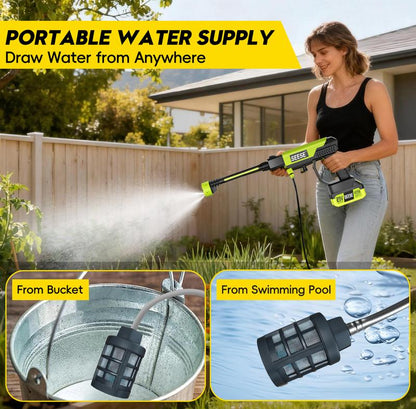Draadloze Hogedrukreiniger 1000PSI – 21V Accu, 6-in-1 Nozzle & Opbergkoffer