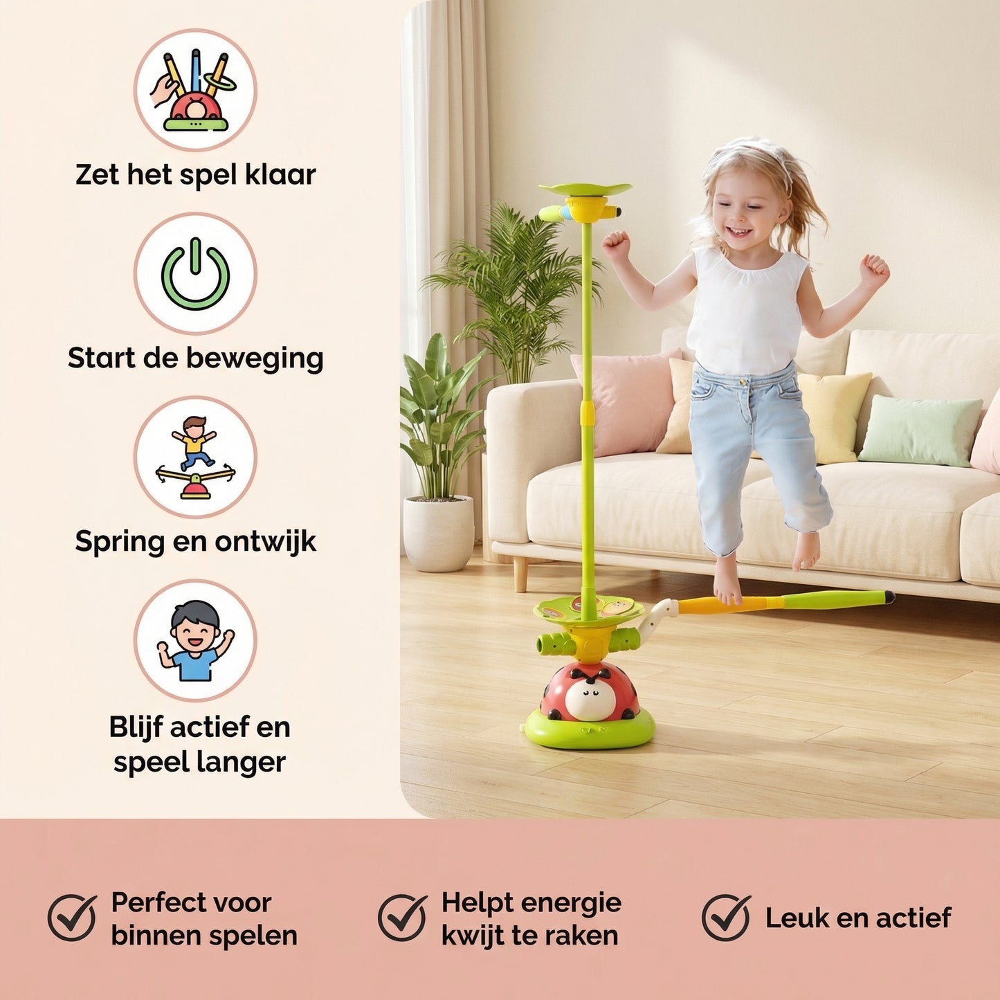 Interactief spring- en draaispel – Actief binnenspeelgoed voor energie kwijt en eindeloos plezier
