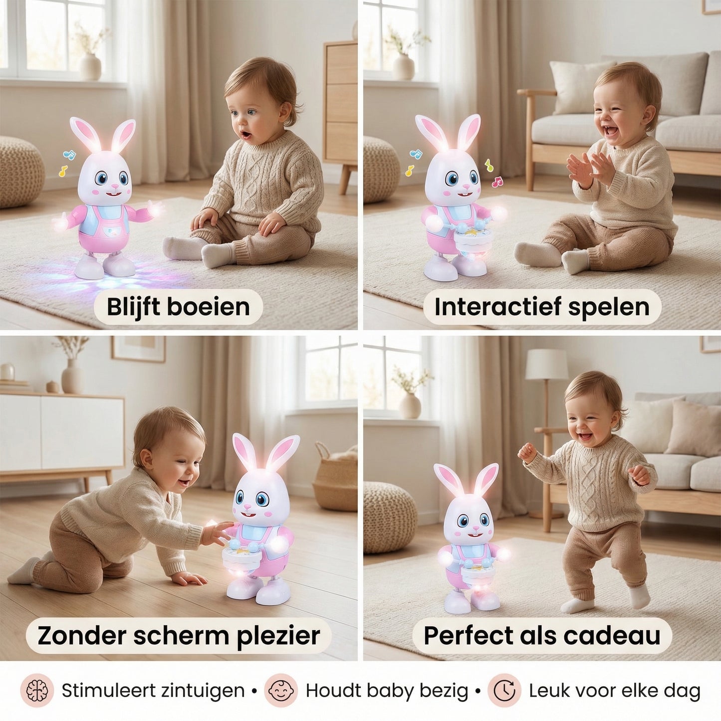 Interactief konijn – Beweging, licht en muziek in één