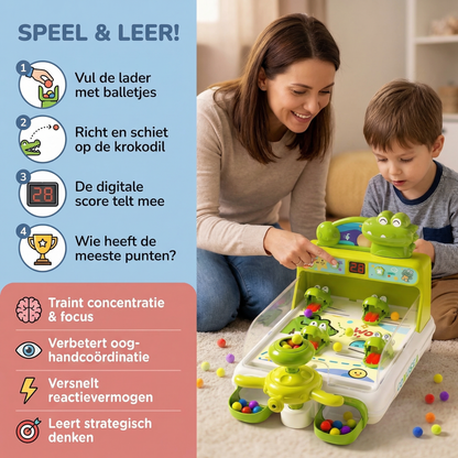 Krokodil schietspel met digitale scoreteller voor kinderen