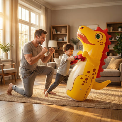 Opblaasbare dinosaurus-bokspaal met handschoenen voor kinderen van 3 tot 12 jaar