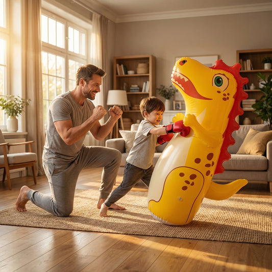 Opblaasbare dinosaurus-bokspaal met handschoenen voor kinderen van 3 tot 12 jaar