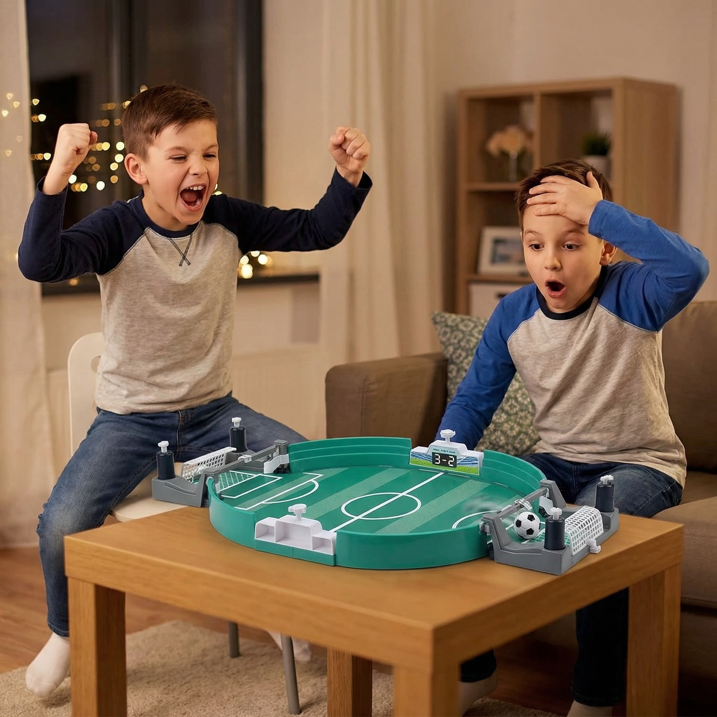 Tafelvoetbalspel met digitale scoreteller voor kinderen en families