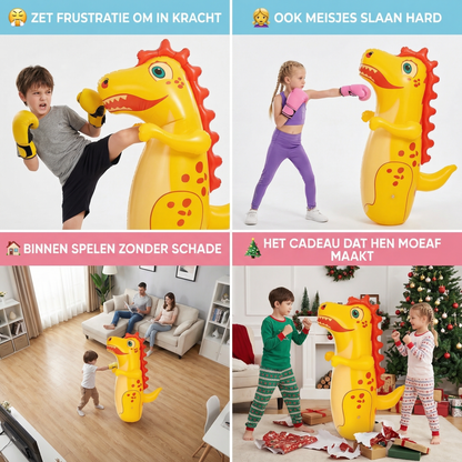 Opblaasbare dinosaurus-bokspaal met handschoenen voor kinderen van 3 tot 12 jaar
