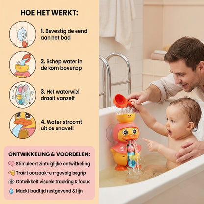 Eendje badspeelgoed met waterwiel en fontein voor baby’s vanaf geboorte
