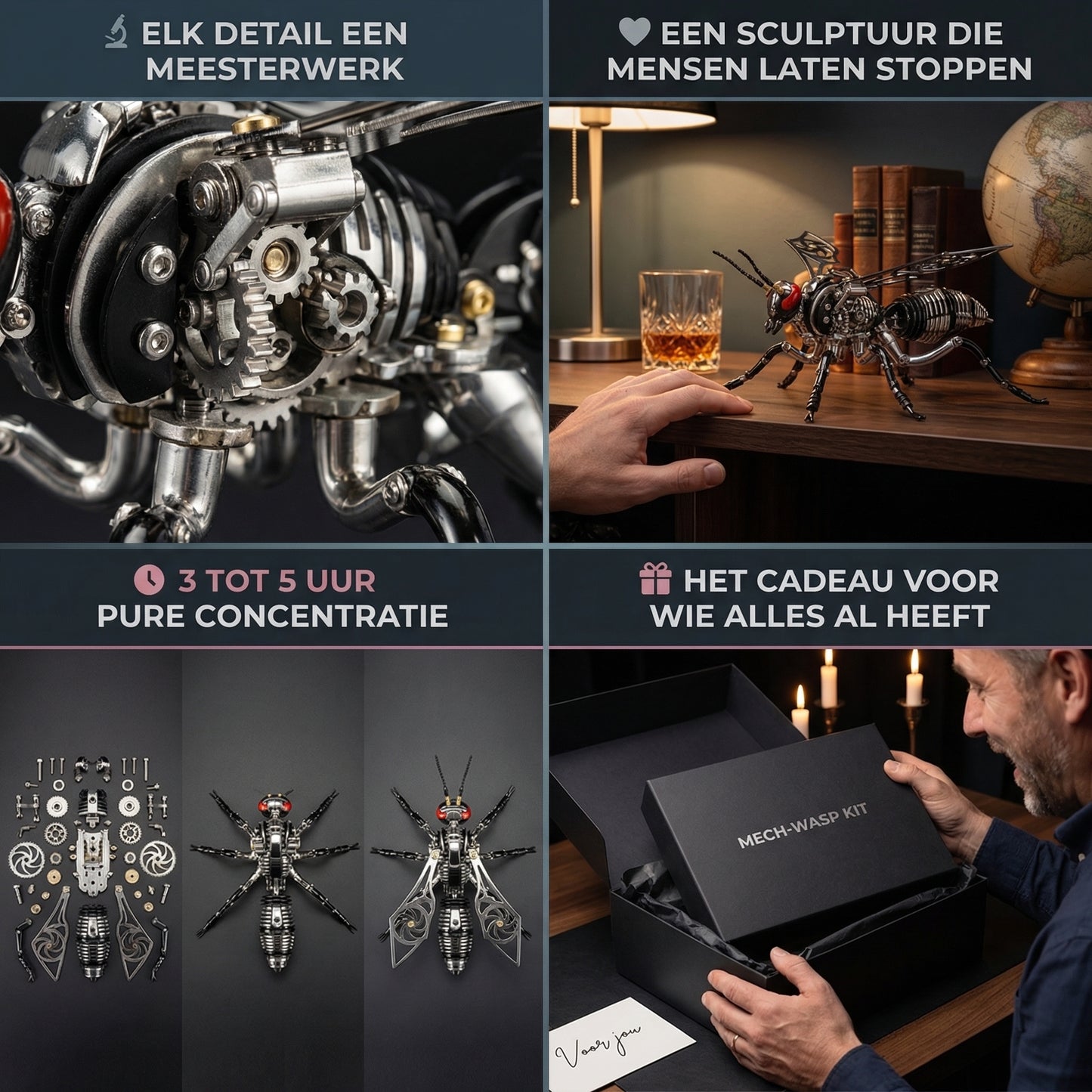 Mech-Wasp 3D-metalen bouwpakket met 150+ roestvrijstalen onderdelen