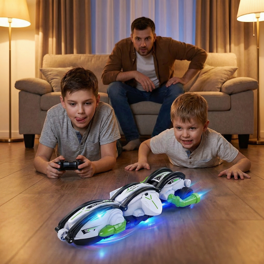 2-in-1 bestuurbare slang-raceauto met LED-lichtshow voor kinderen van 6 tot 14 jaar