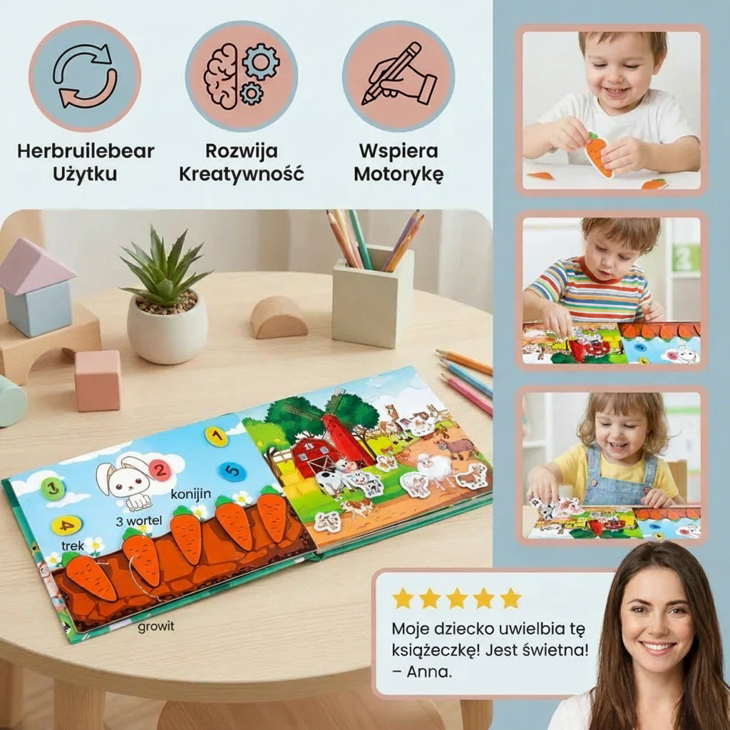 Montessori stickerboek voor kinderen – herbruikbaar educatief en interactief activiteitenboek