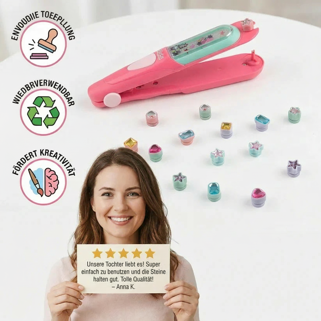 Haar-glitter steen stempelset voor kinderen – stylingkit met herbruikbare strasssteentjes