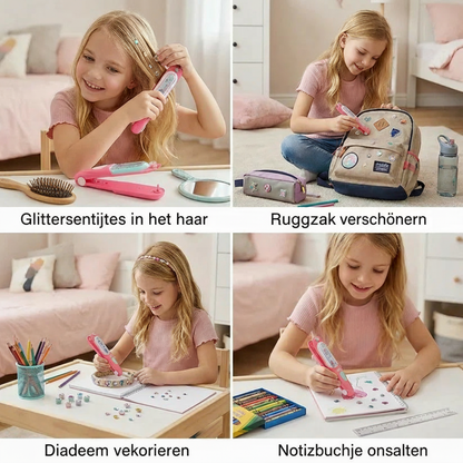 Haar-glitter steen stempelset voor kinderen – stylingkit met herbruikbare strasssteentjes