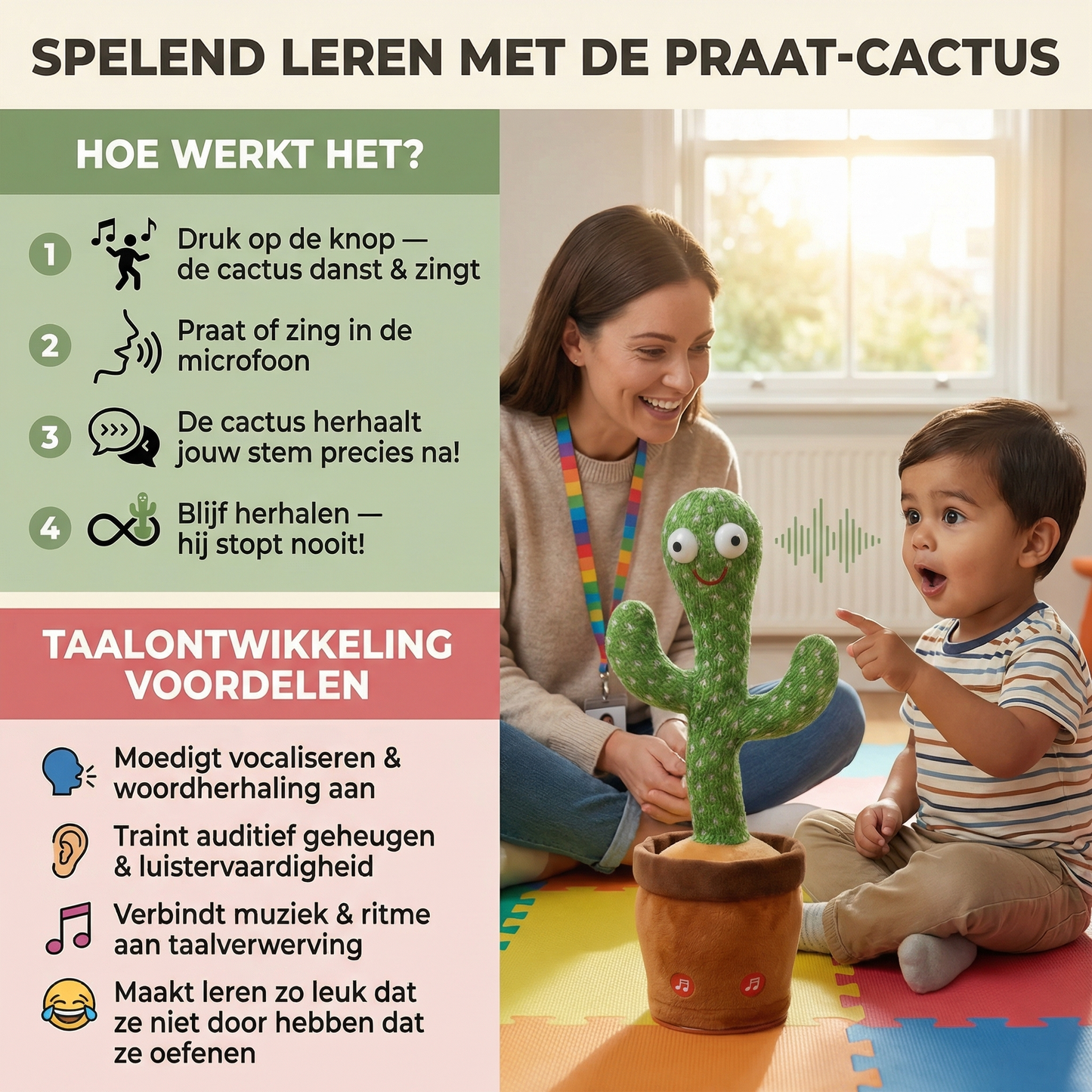 Pratende cactus – interactief speelgoed voor kinderen