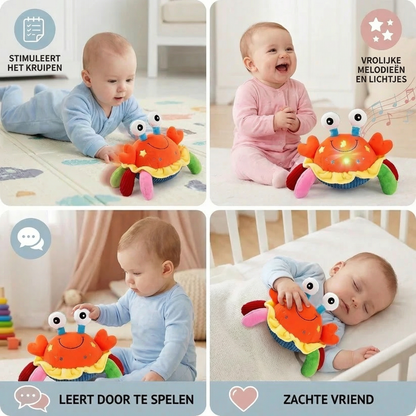 Interactieve muzikale krab met spraakfunctie – bewegend educatief speelgoed voor baby’s