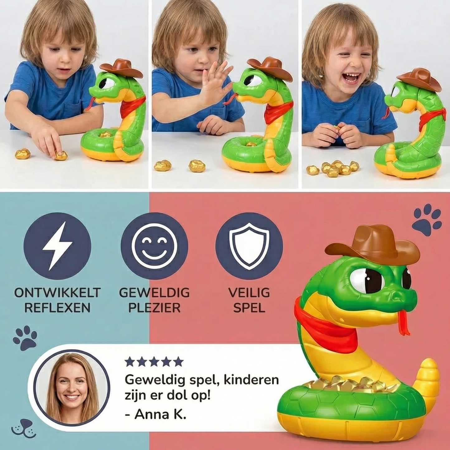 Interactief slangenspel – een spannende reflexgame voor kinderen