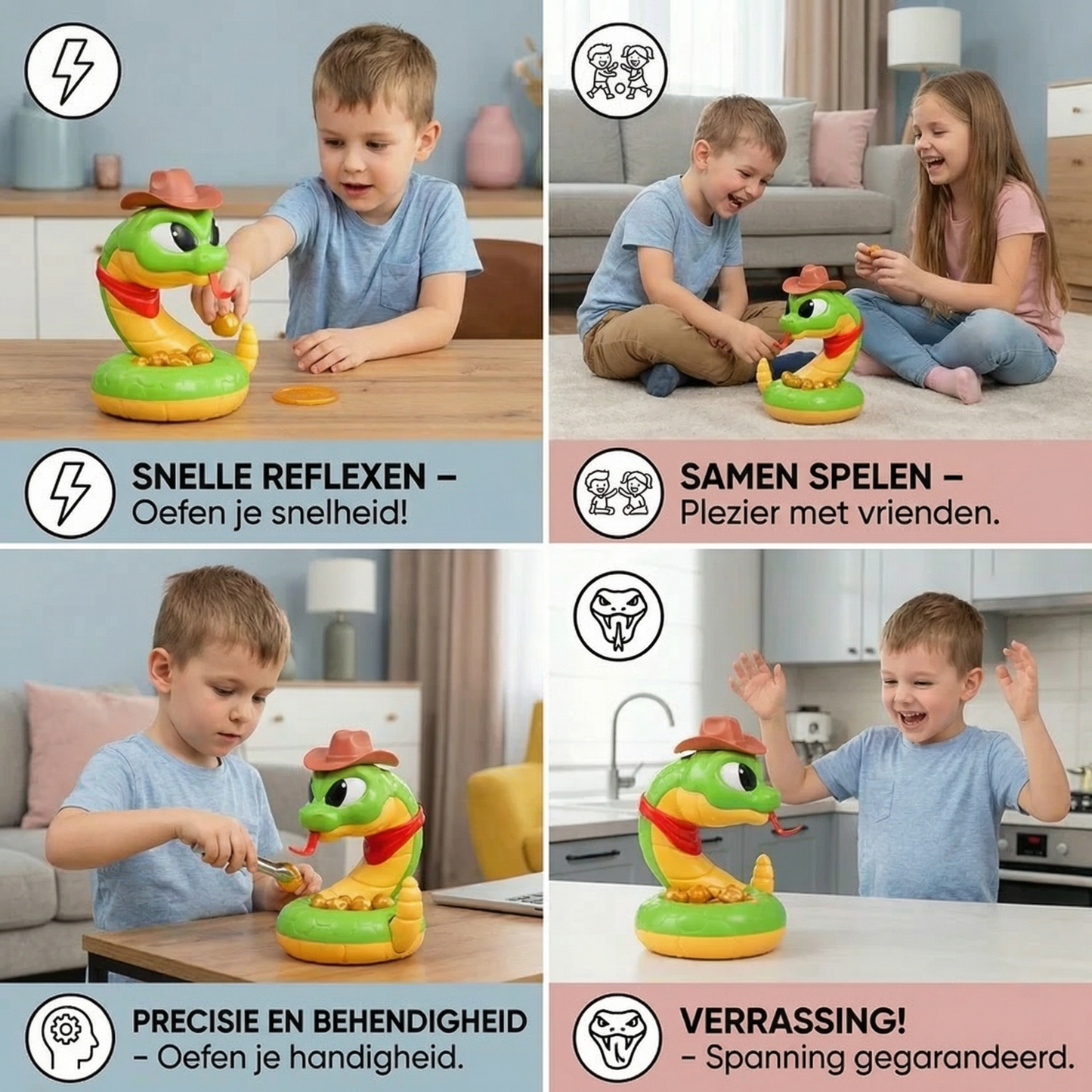 Interactief slangenspel – een spannende reflexgame voor kinderen