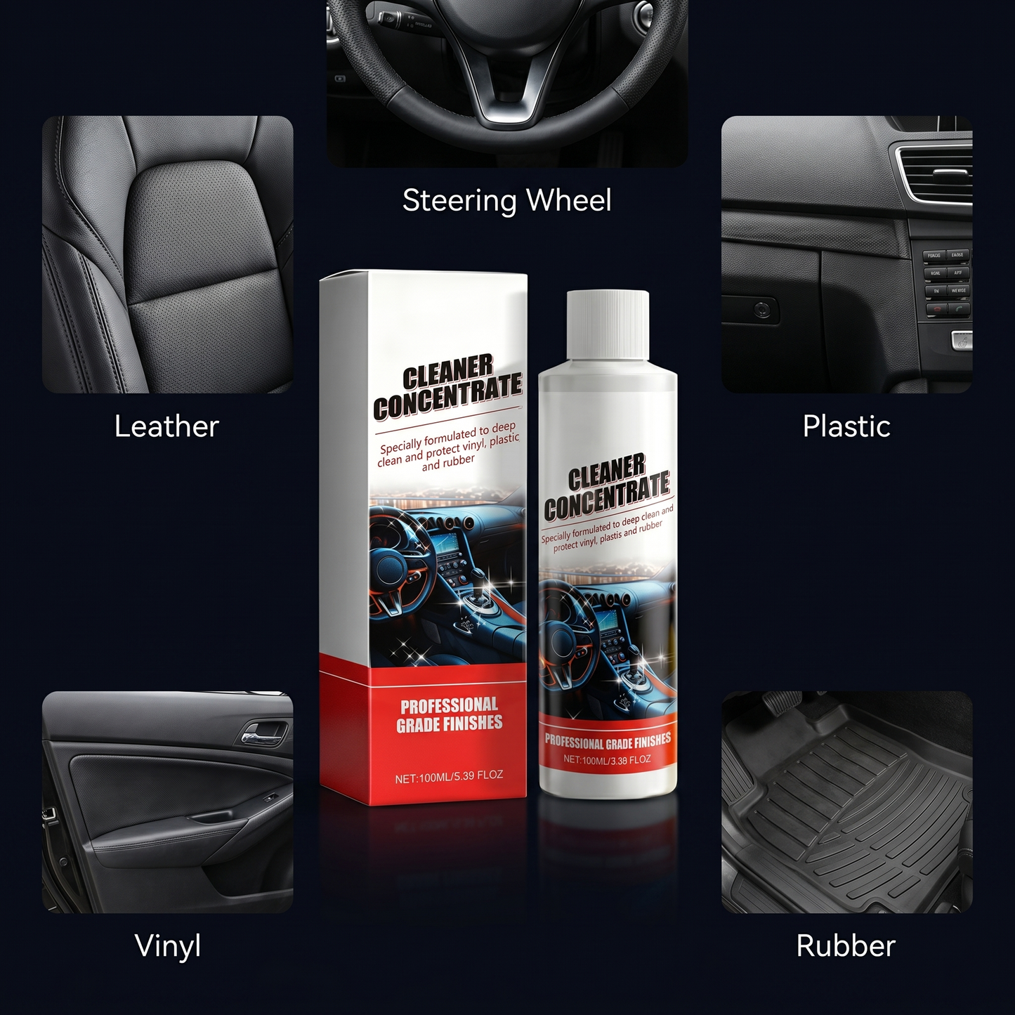 Professionele interieurreiniger voor auto’s – Geconcentreerde dieptereiniger voor vinyl, kunststof en rubber