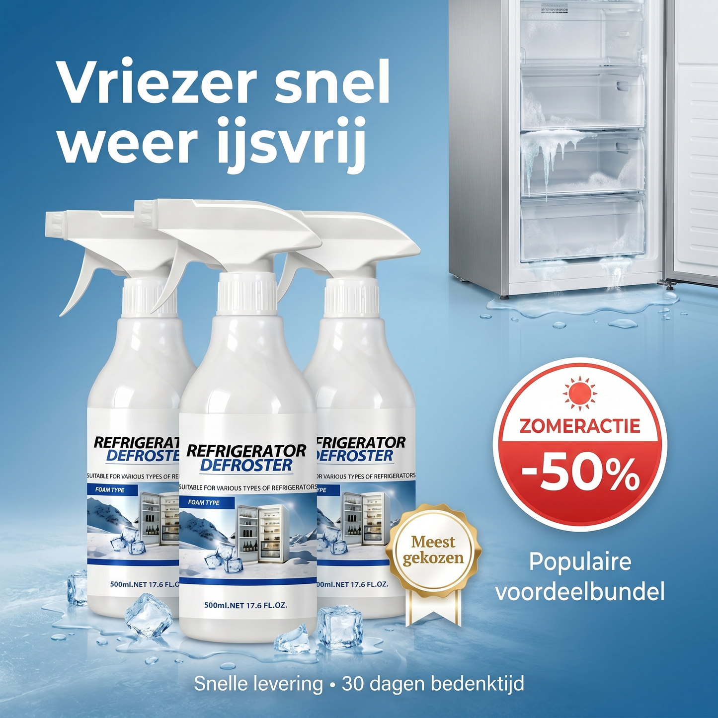 Koelkast- en vriezerontdooier – Snelle spray tegen hardnekkig ijs