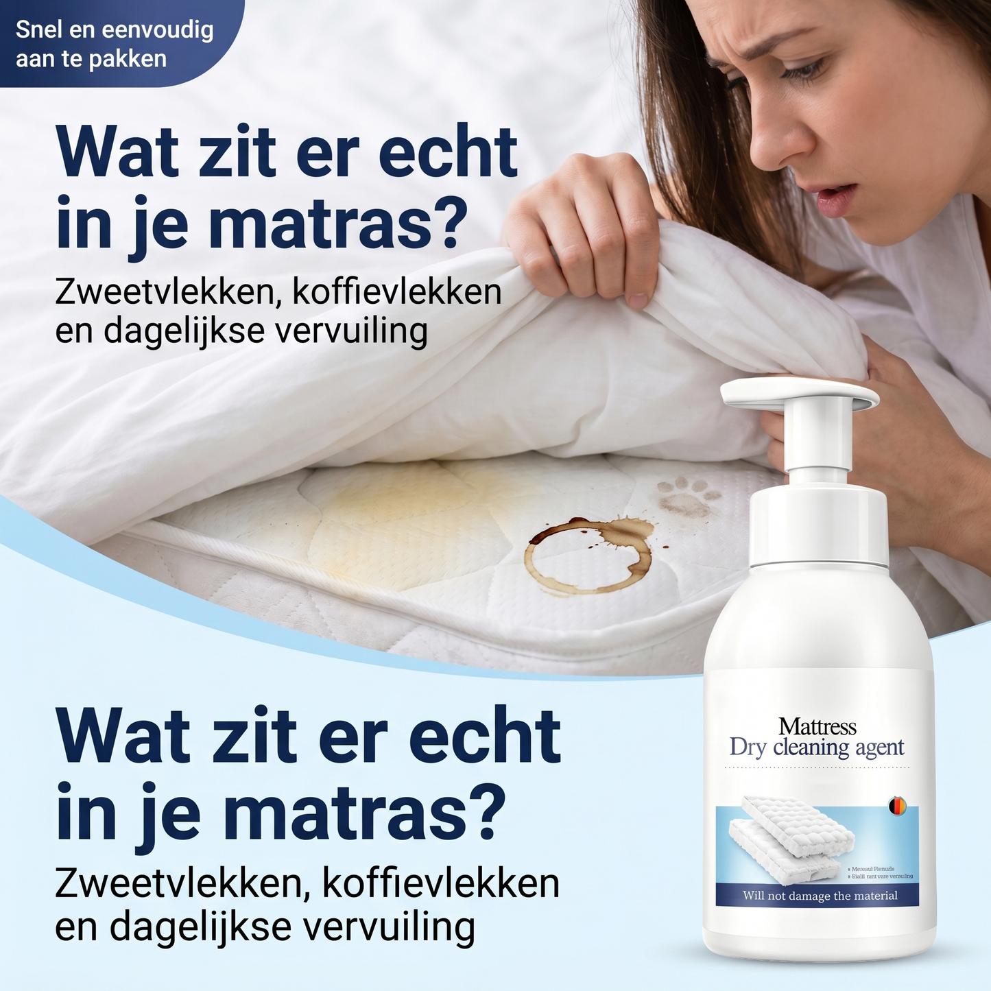 Droogreinigingsschuim voor matrassen – Tegen vlekken en nare geurtjes