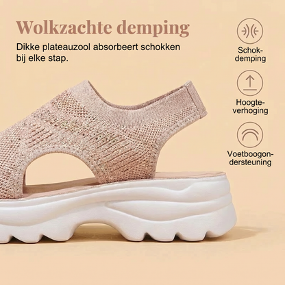 Ademend mesh plateau-sandaal voor dames